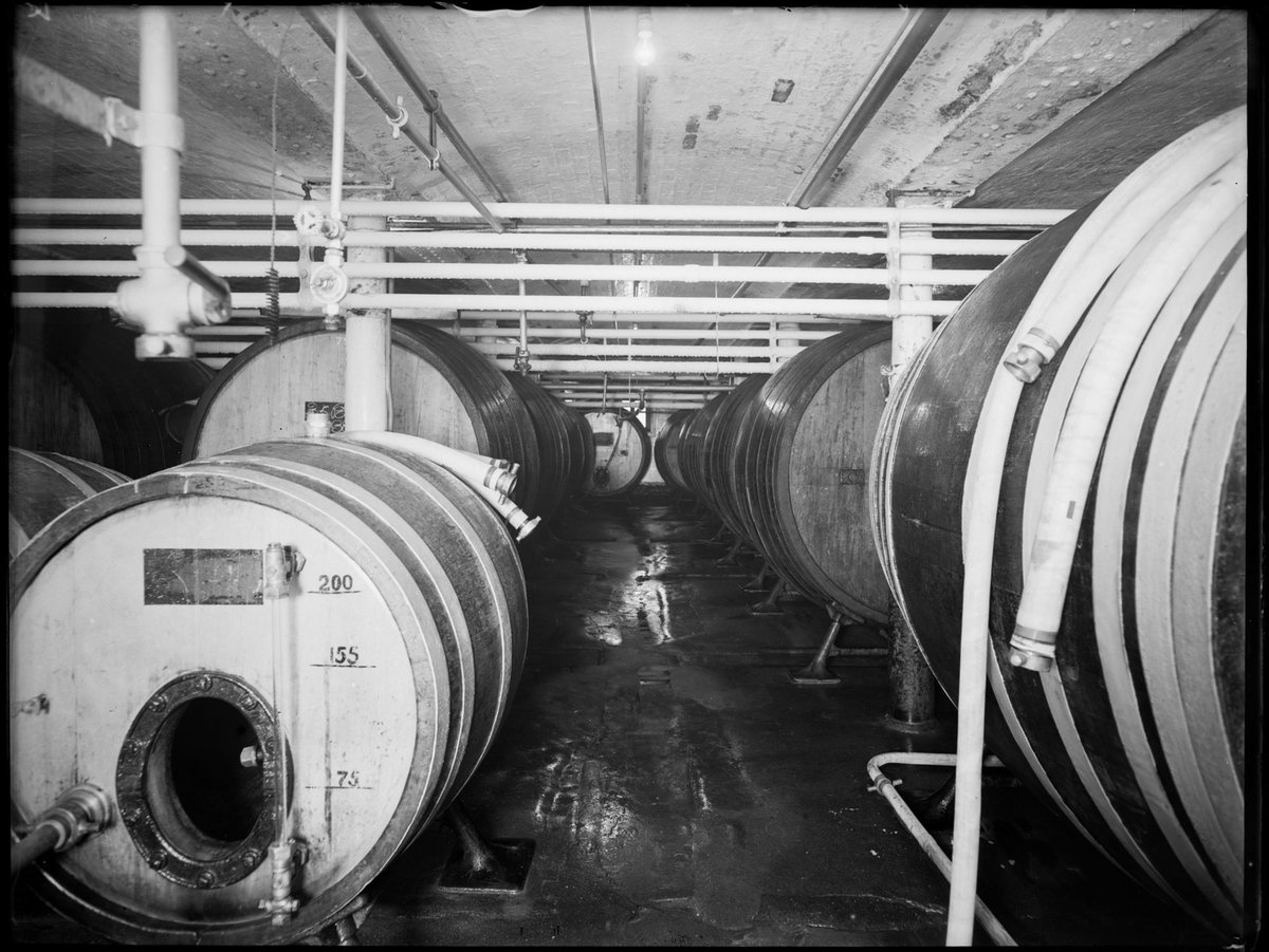 Interior showing the No.1 cellar in the Carlton Brewery (1938)