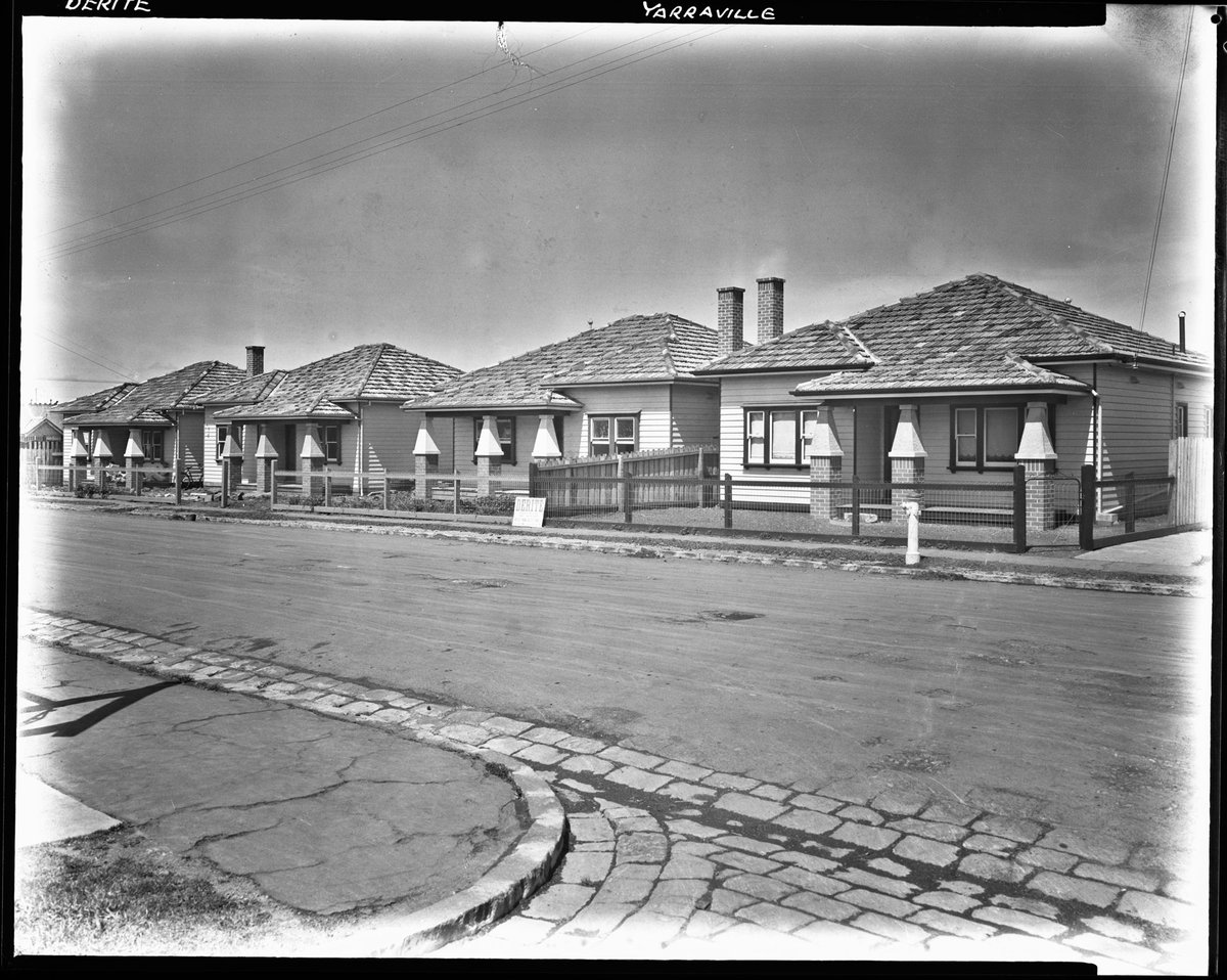 [Exterior view of private residences in Lennox Street, Yarraville] (1930s)
