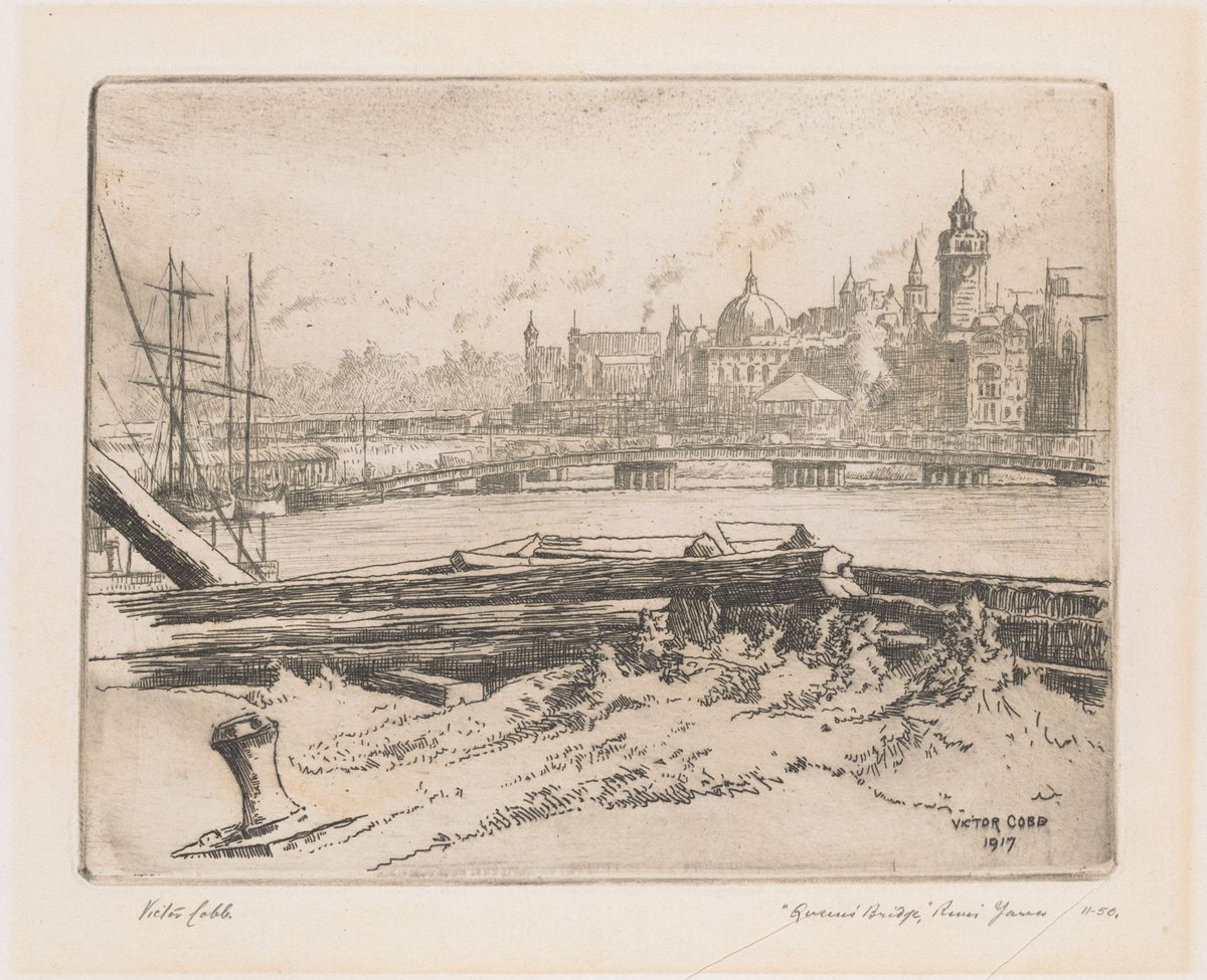 Queen's Bridge, River Yarra, Melbourne City (1917)