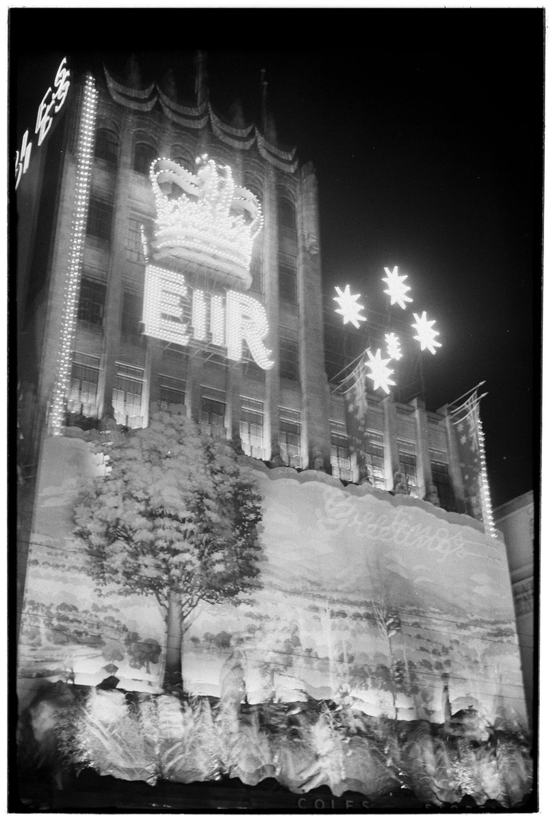 Melbourne streets illuminated for the 1954 Royal Visit