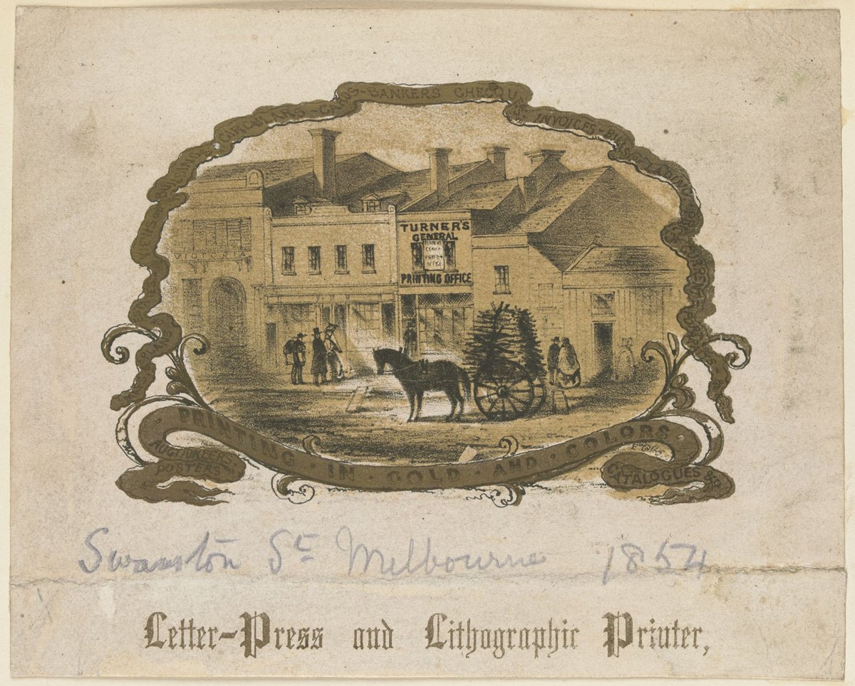 Turner's General Printing Office, Swanston Street, Melbourne, 1854, letter-press and lithographic printer, Melbourne City