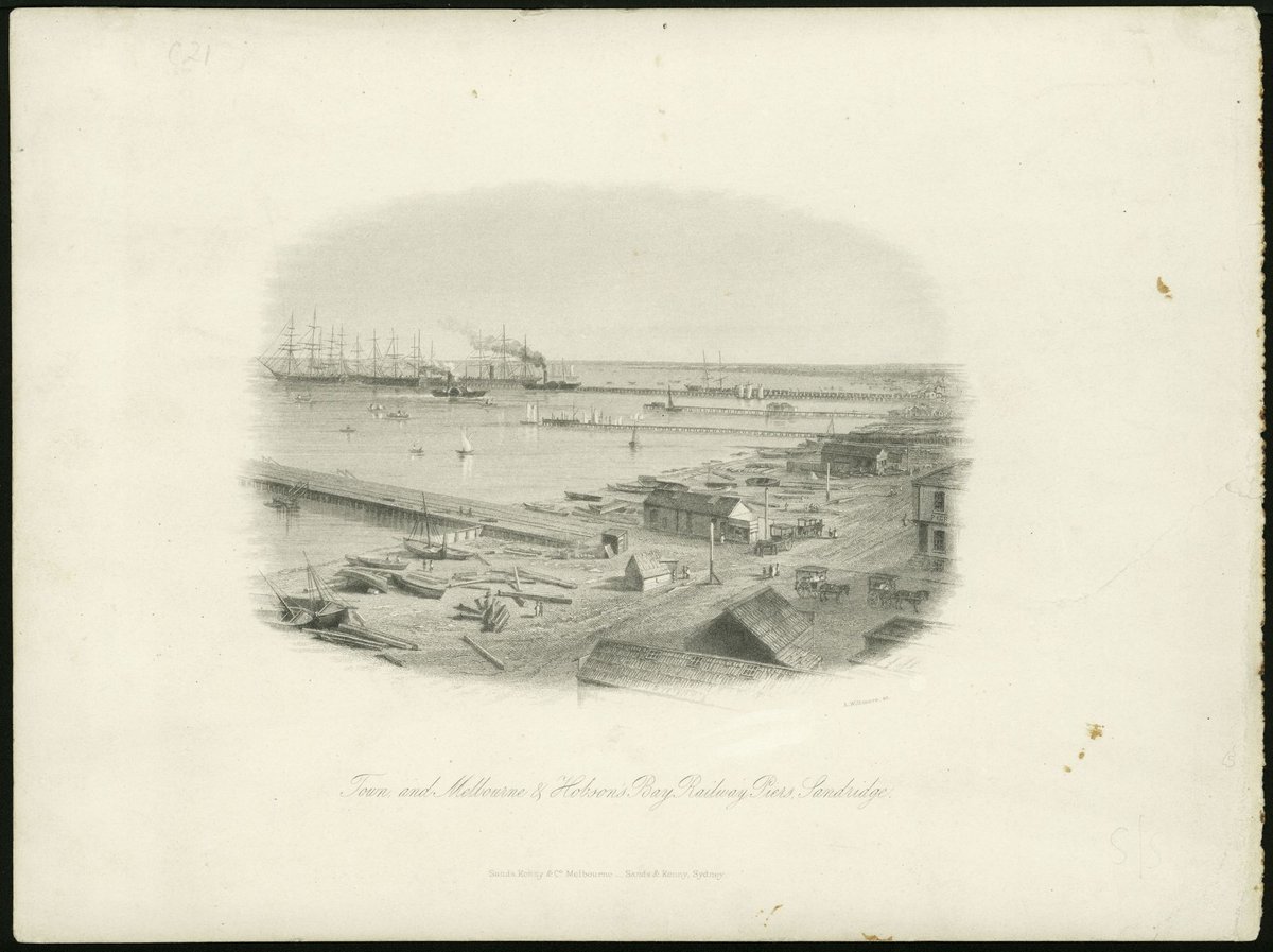 Town, and Melbourne & Hobson's Bay Railway Piers, Sandridge, Port Melbourne (c. 1862)