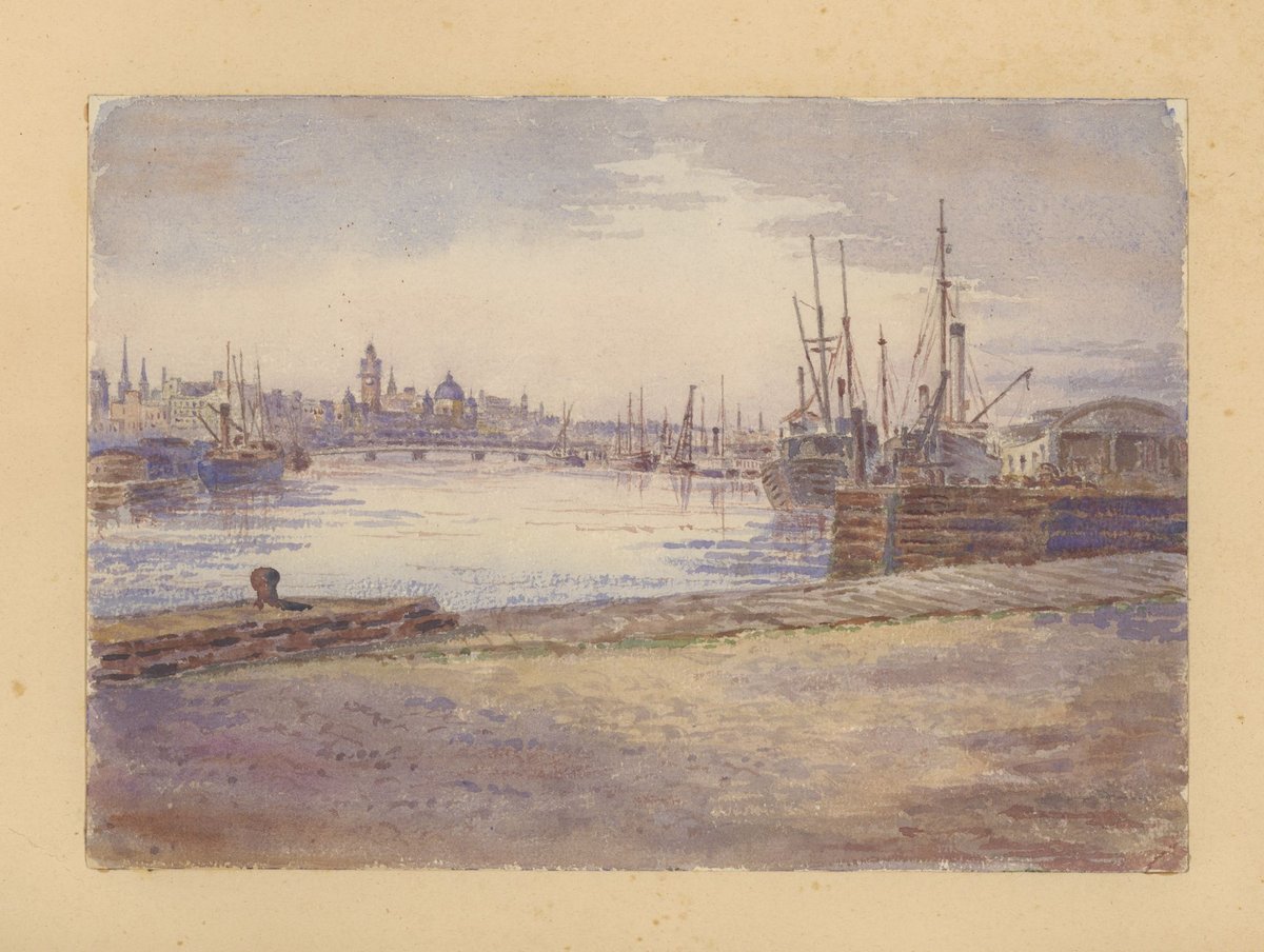 Yarra River looking east, showing Flinders Street railway station?, Melbourne City (1890–1914)