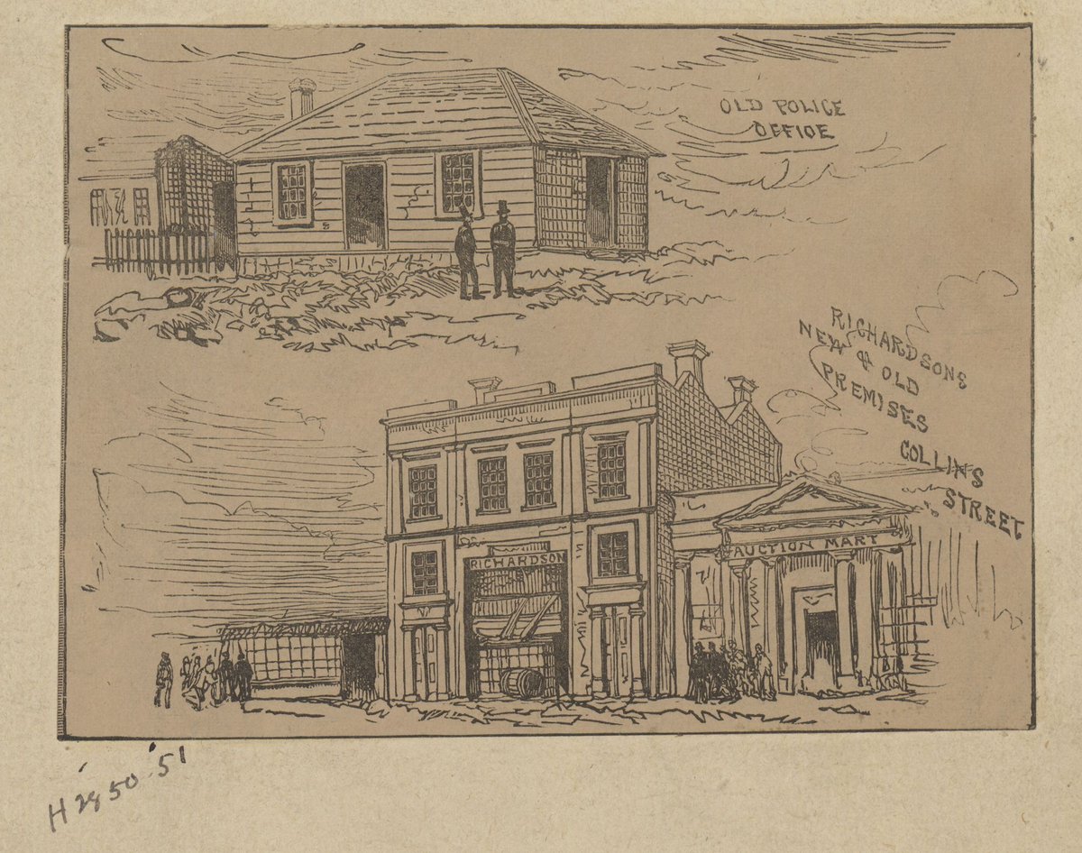 Old Police Office ; Richardsons new & old premises, Collins Street, Melbourne City (c. 1870)