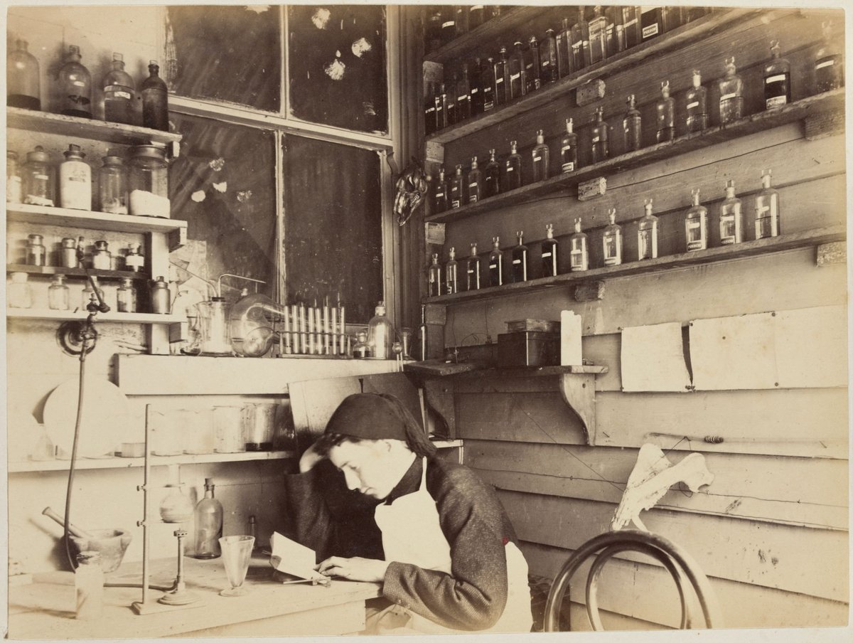 Interior of chemistry laboratory at Fairlie House, Anderson Street, South Yarra (1882)