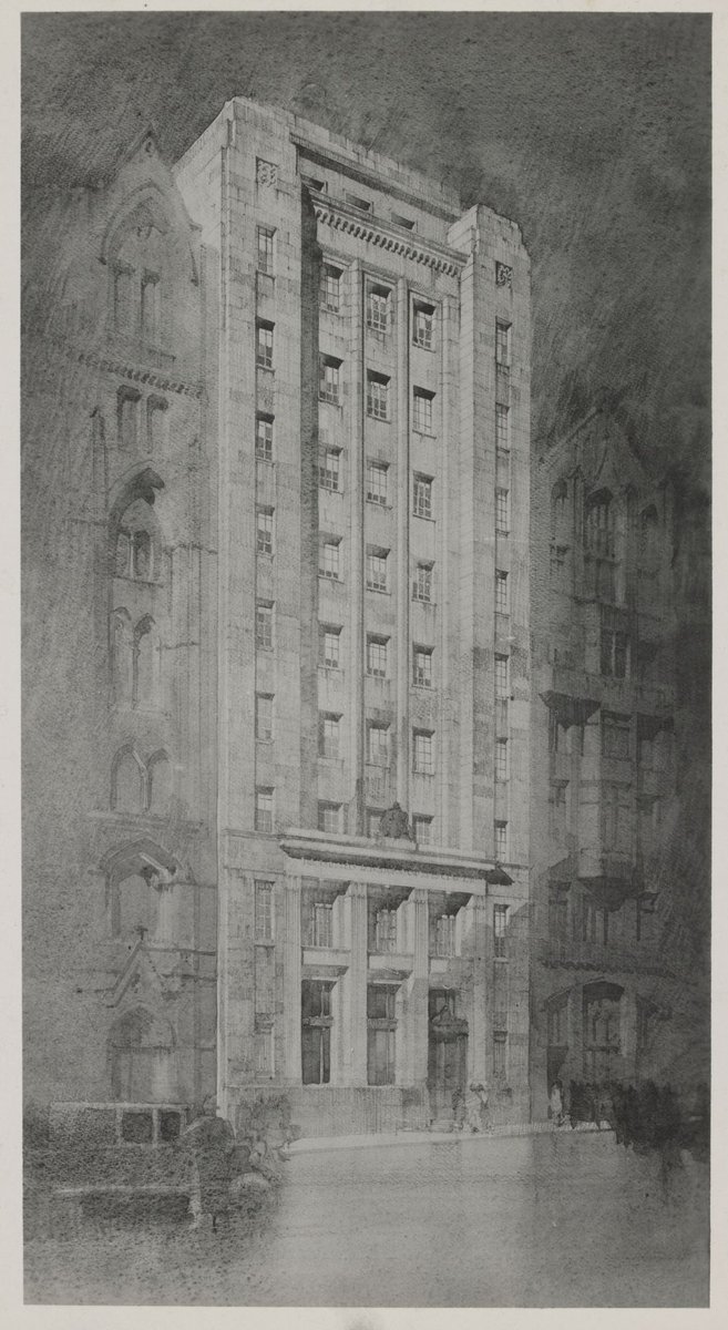 Design for proposed building for the Trustees Executive & Agency Co. Ltd, Collins St., Melbourne, Vic, Melbourne City (c. 1925)