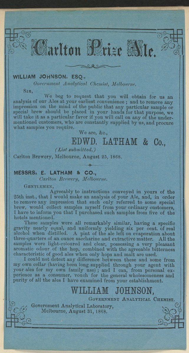 Advertisement for Carlton Prize Ale, Carlton Brewery, Melbourne and Victorian Clothing Company (1851–85)