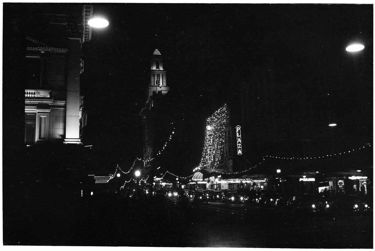 Melbourne streets illuminated for the 1954 Royal Visit