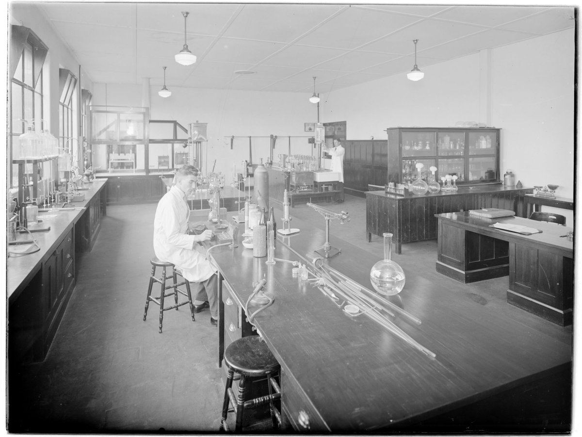 In the laboratory at the Carlton Brewery (1938)