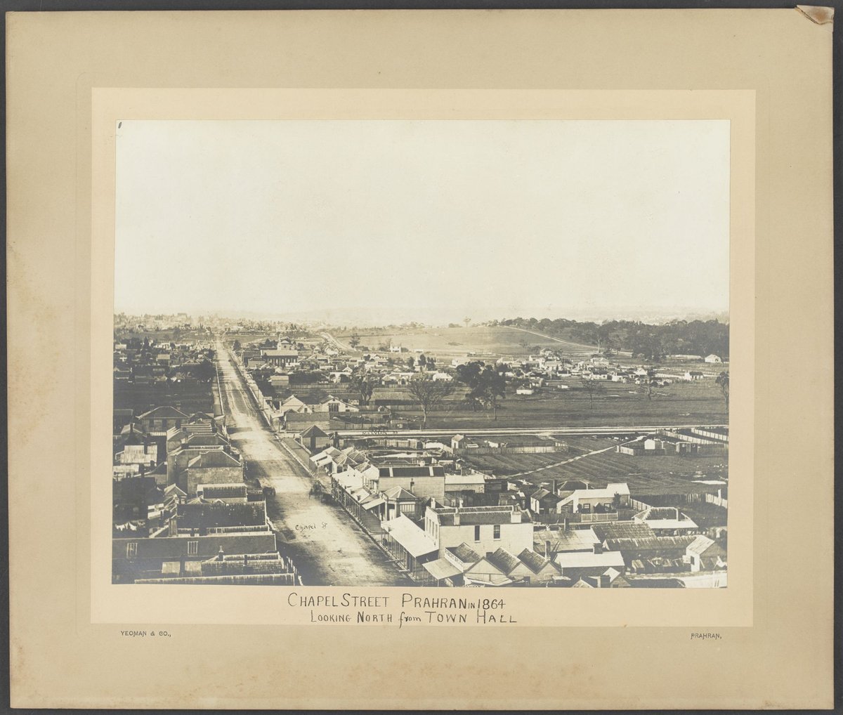 Chapel Street, Prahran in 1864 looking north from Town Hall