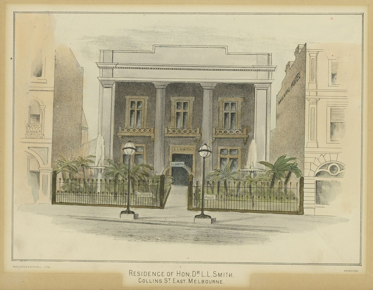 Residence of Hon. Dr. L. L. Smith, Collins St. East, Melbourne, Melbourne City (c. 1890)