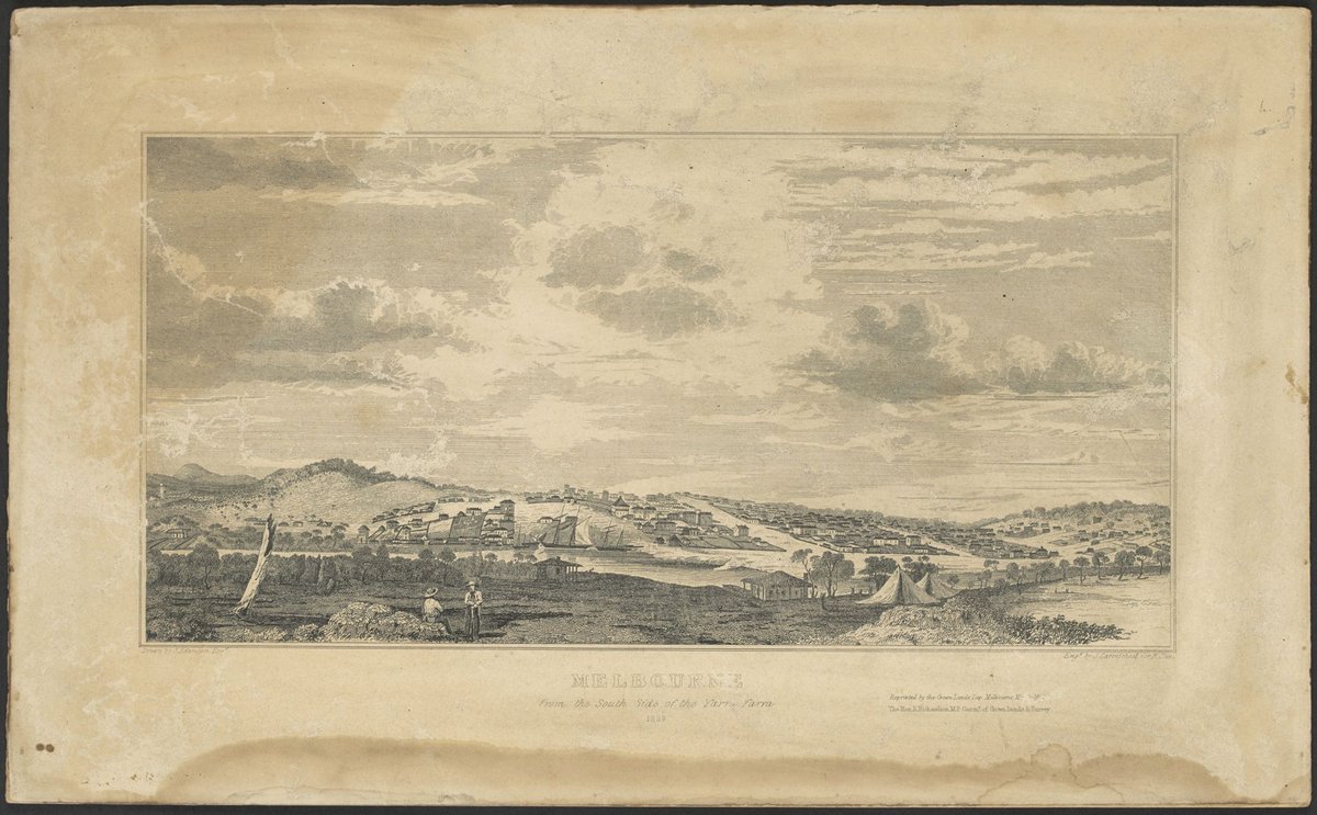 Melbourne from the South Side of the Yarra Yarra 1839, Yarra River (1881)