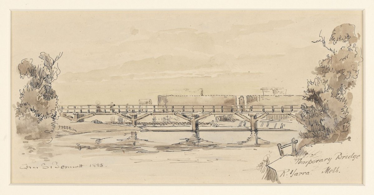 Temporary Bridge R. [i.e. River] Yarra, Melb. [i.e.Melbourne], Yarra River (1885)