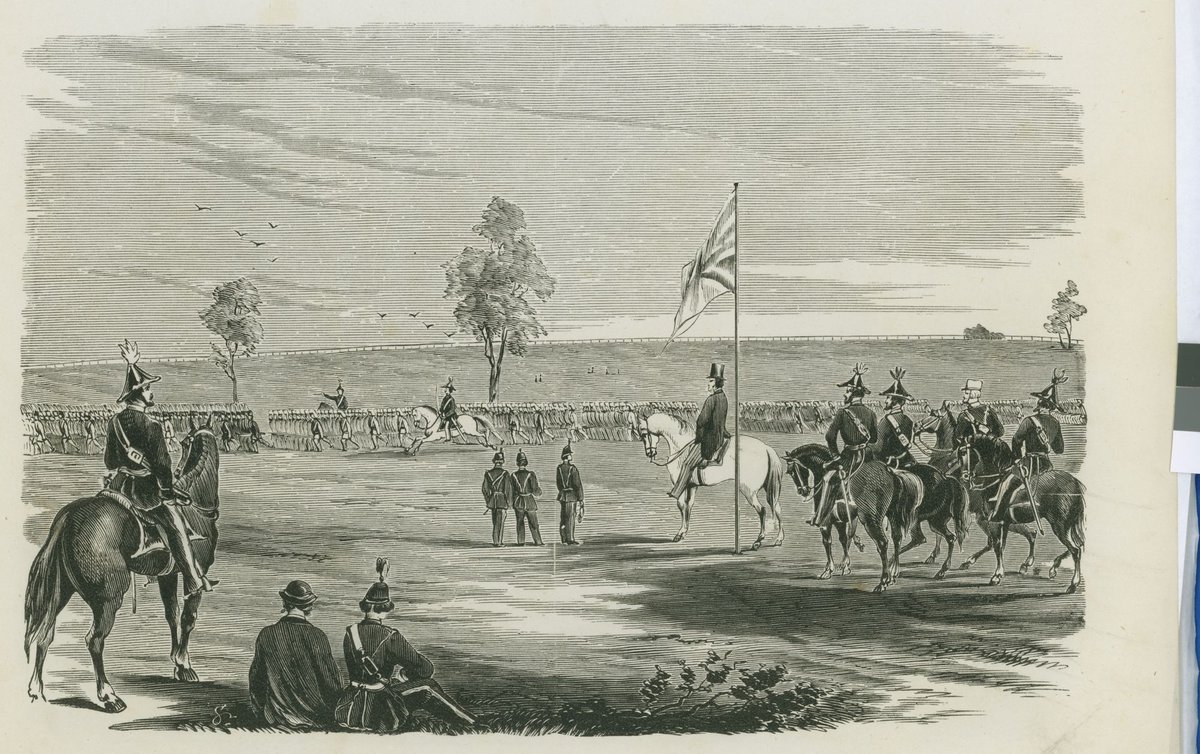 Volunteer review, Melbourne Racecourse, Easter Monday (1862)