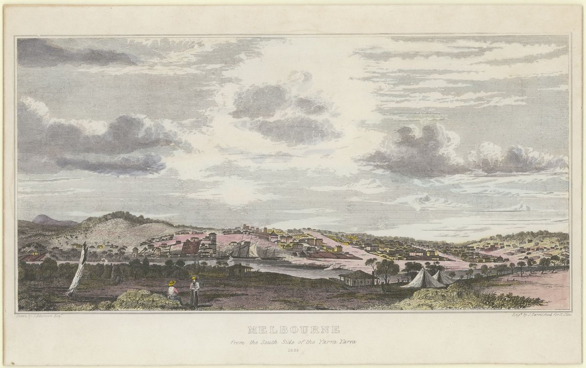 MELBOURNE from the South Side of the Yarra Yarra 1839, Yarra River (c. 1900)