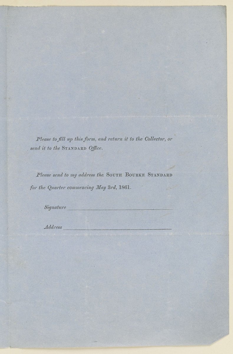Will be published on Friday, May 3rd, the South Bourke Standard, Hawthorn (1861)