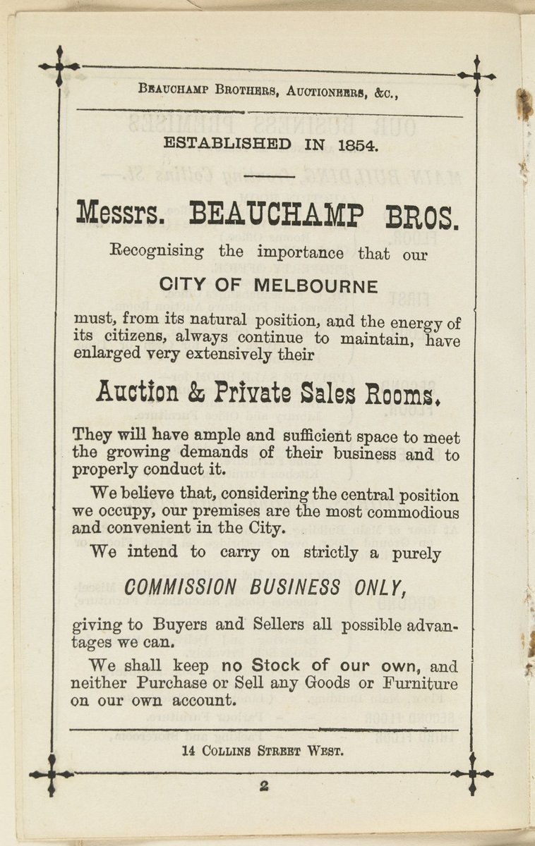 Beauchamp Brothers, 14 Collins St. West, Melbourne, Melbourne City (1851–85)