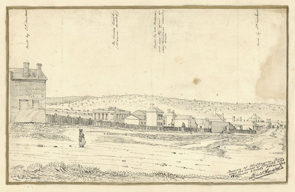Portion of Melbourne from near the corner of Bourke and William Streets October 1844, Melbourne City (1835)