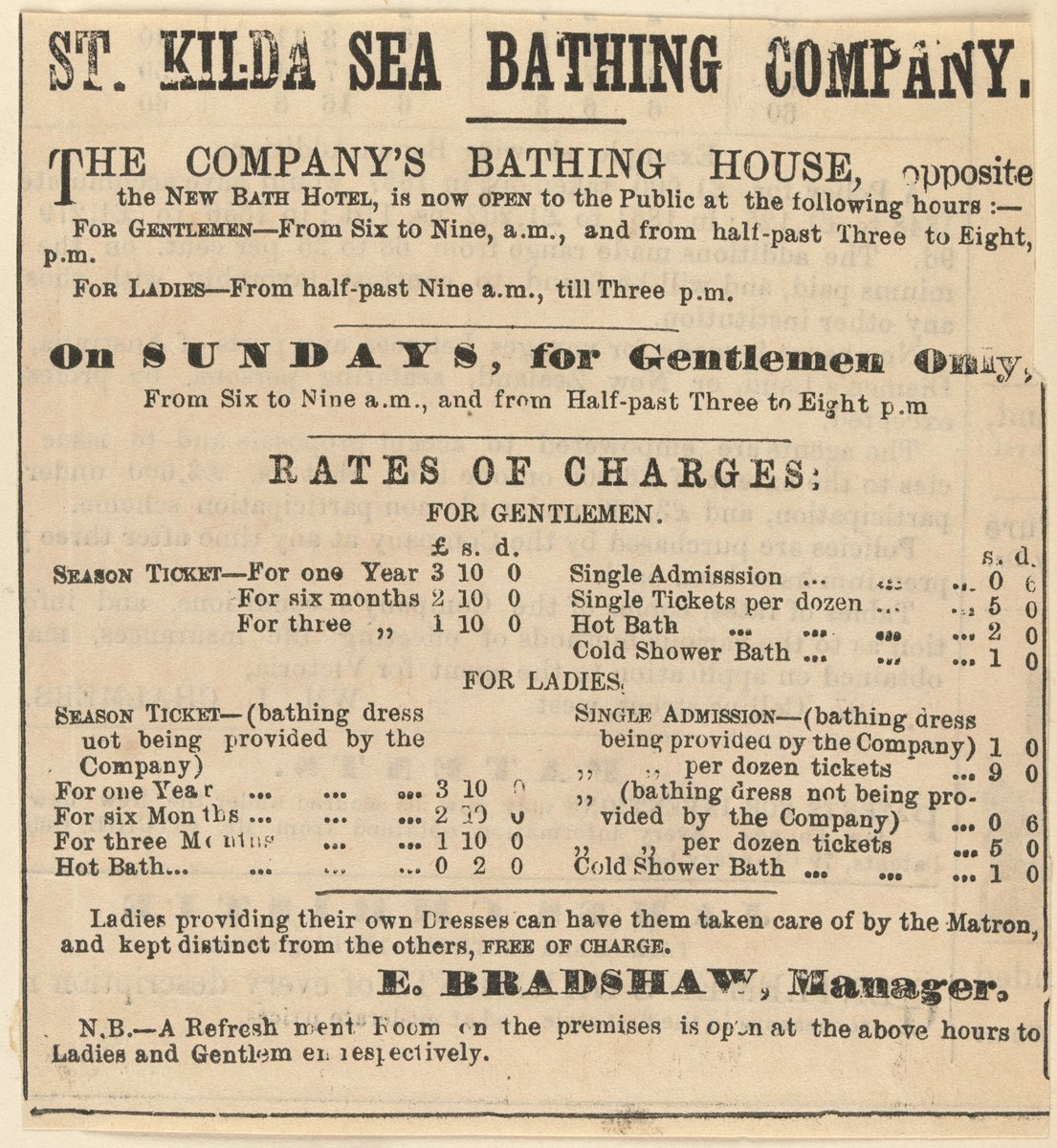 St. Kilda sea bathing company, St Kilda (1851–85)