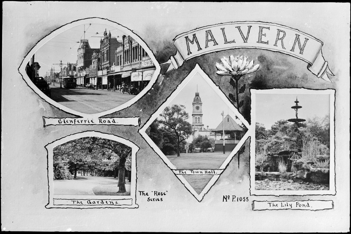 Rose postcard with views of Malvern (1900–50)