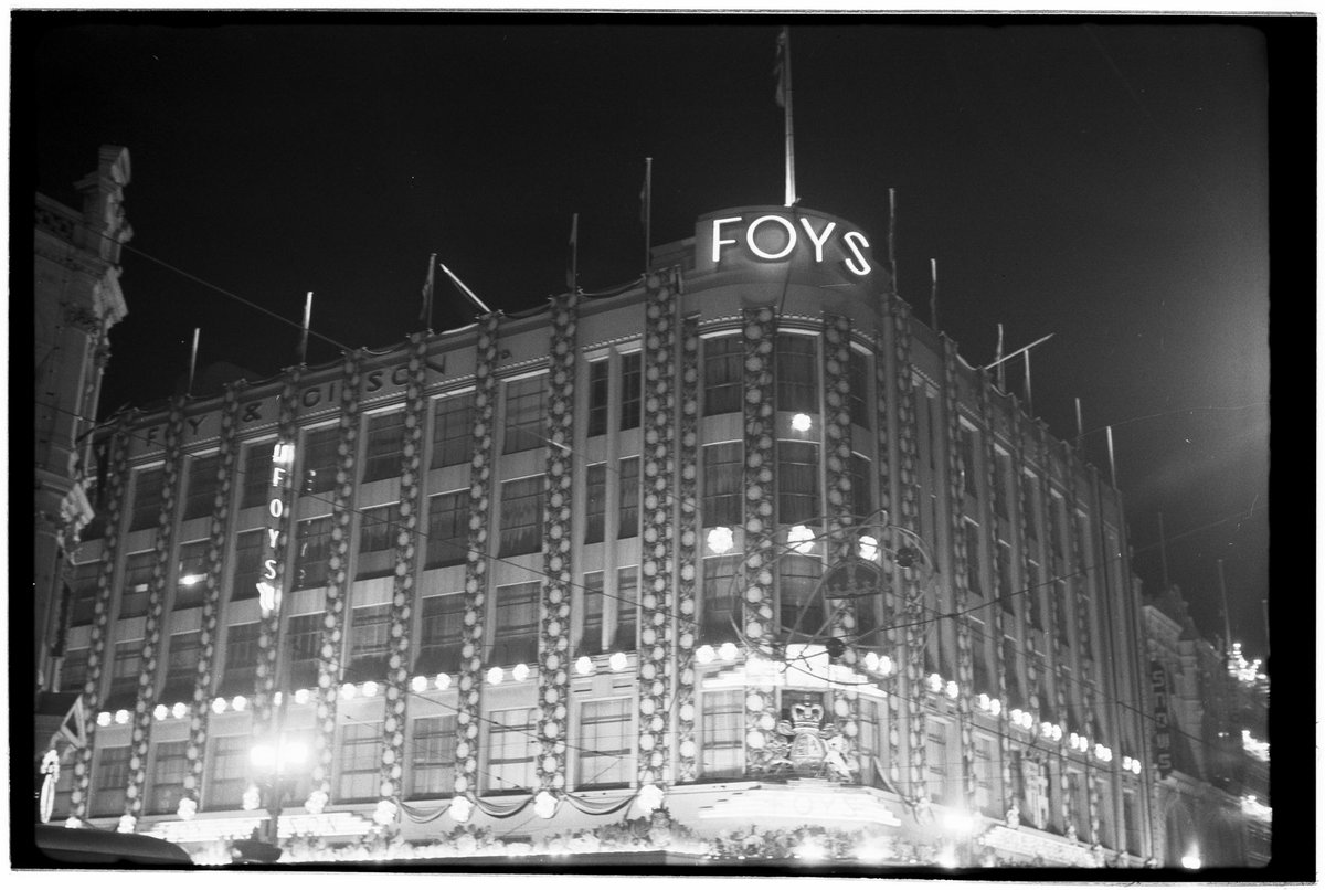 Melbourne streets illuminated for the 1954 Royal Visit