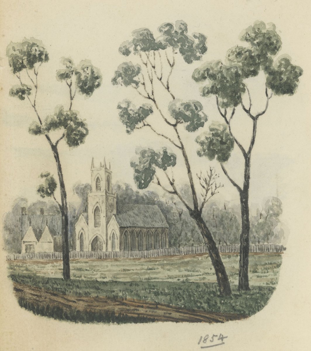Fitzroy Gardens with James Sinclair's house in the distance ; James Sinclair's house in the Fitzroy Gardens ; St. Peter's Church, Eastern Hill, East Melbourne (1854)