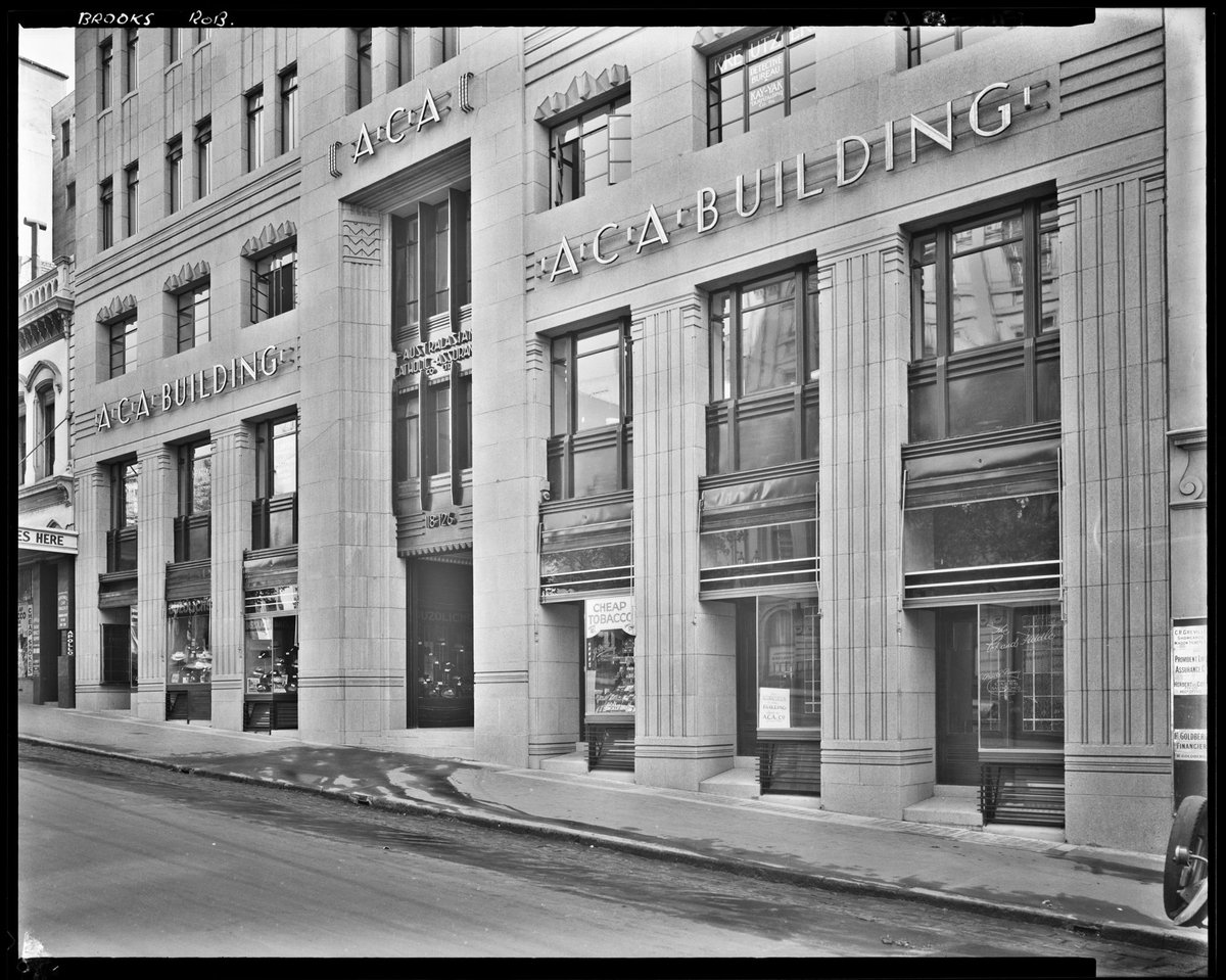 Exterior view of the Australian Catholic Assurance Co. Ltd. building, 118-126 Queen Street, Melbourne, Melbourne City (1930s)
