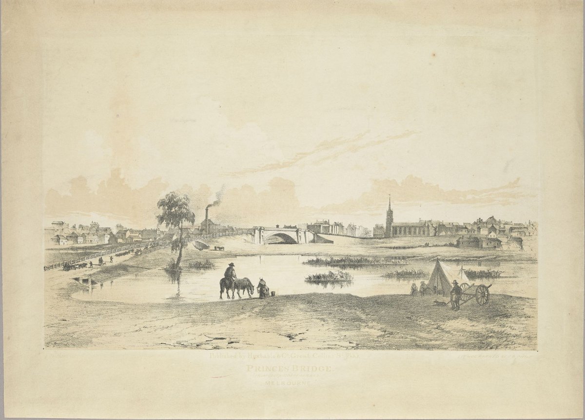 Prince's Bridge (from south side of Yarra), Melbourne, Melbourne City (1853)