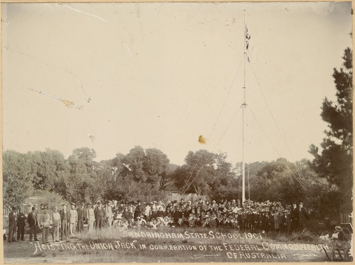 Sandringham State School, 1901, Hoisting the Union Jack in commeration of the Federal Commonwealth of Australia