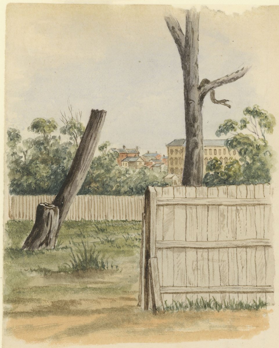 Treasury & Fitzroy Gardens from site of Sir William Clarke's House in Wellington Parade, East Melbourne (1859)