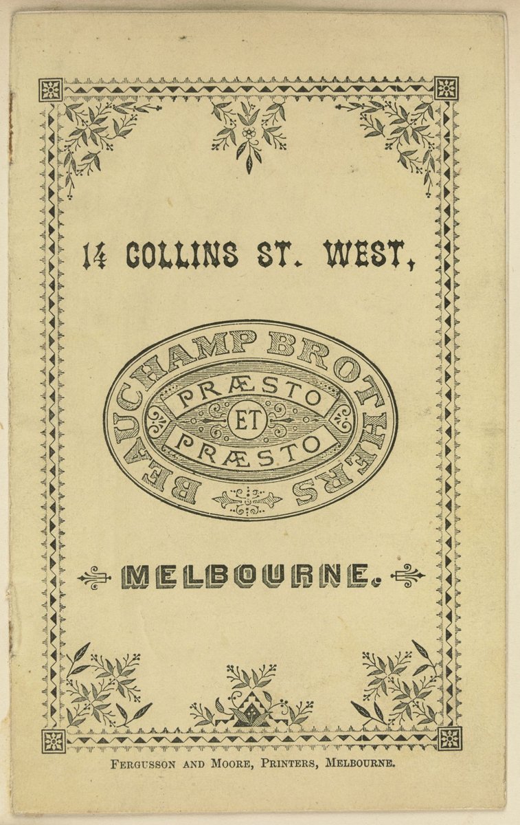 Beauchamp Brothers, 14 Collins St. West, Melbourne, Melbourne City (1851–85)