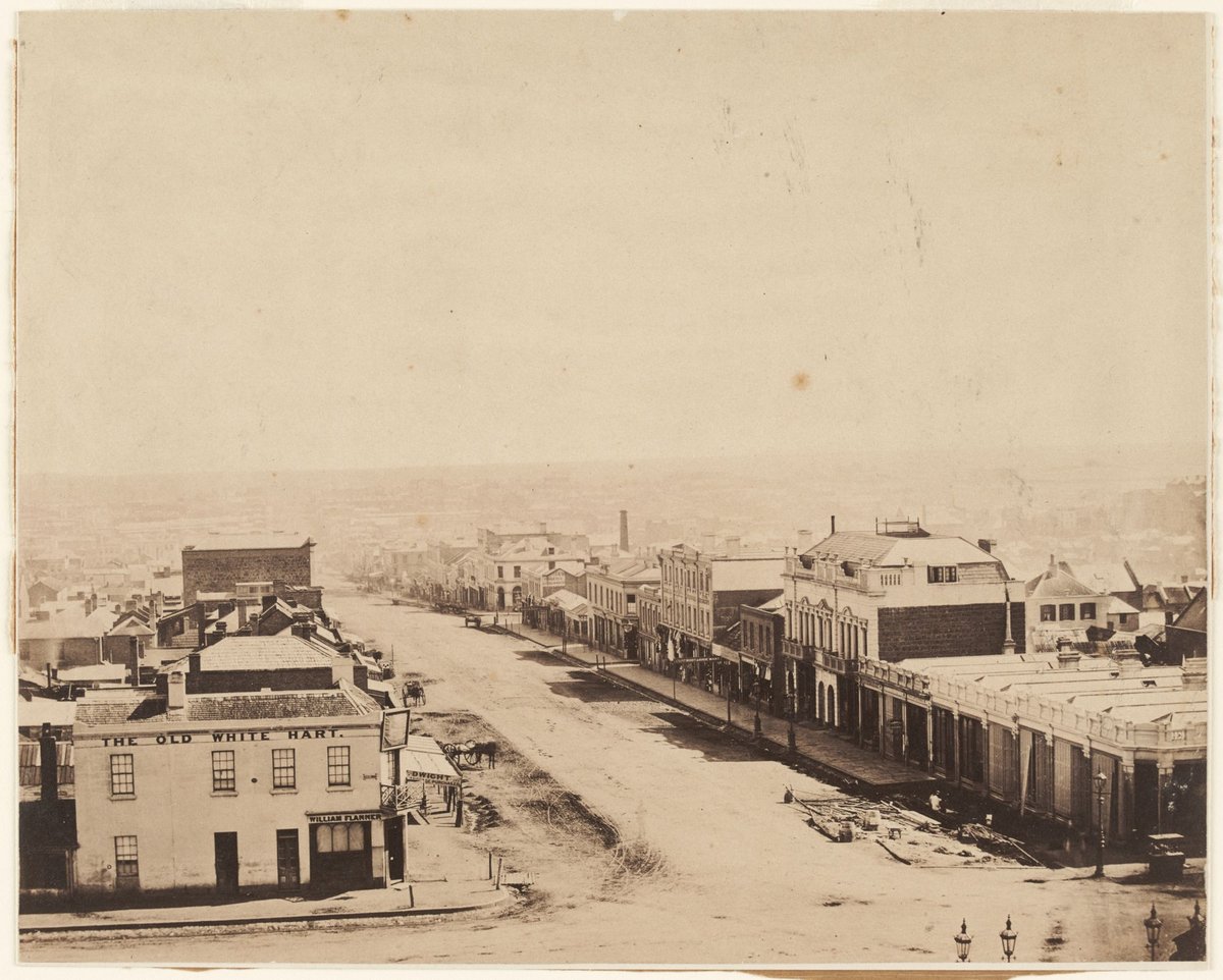 Bourke Street [looking west from Spring Street], Melbourne City (1858)