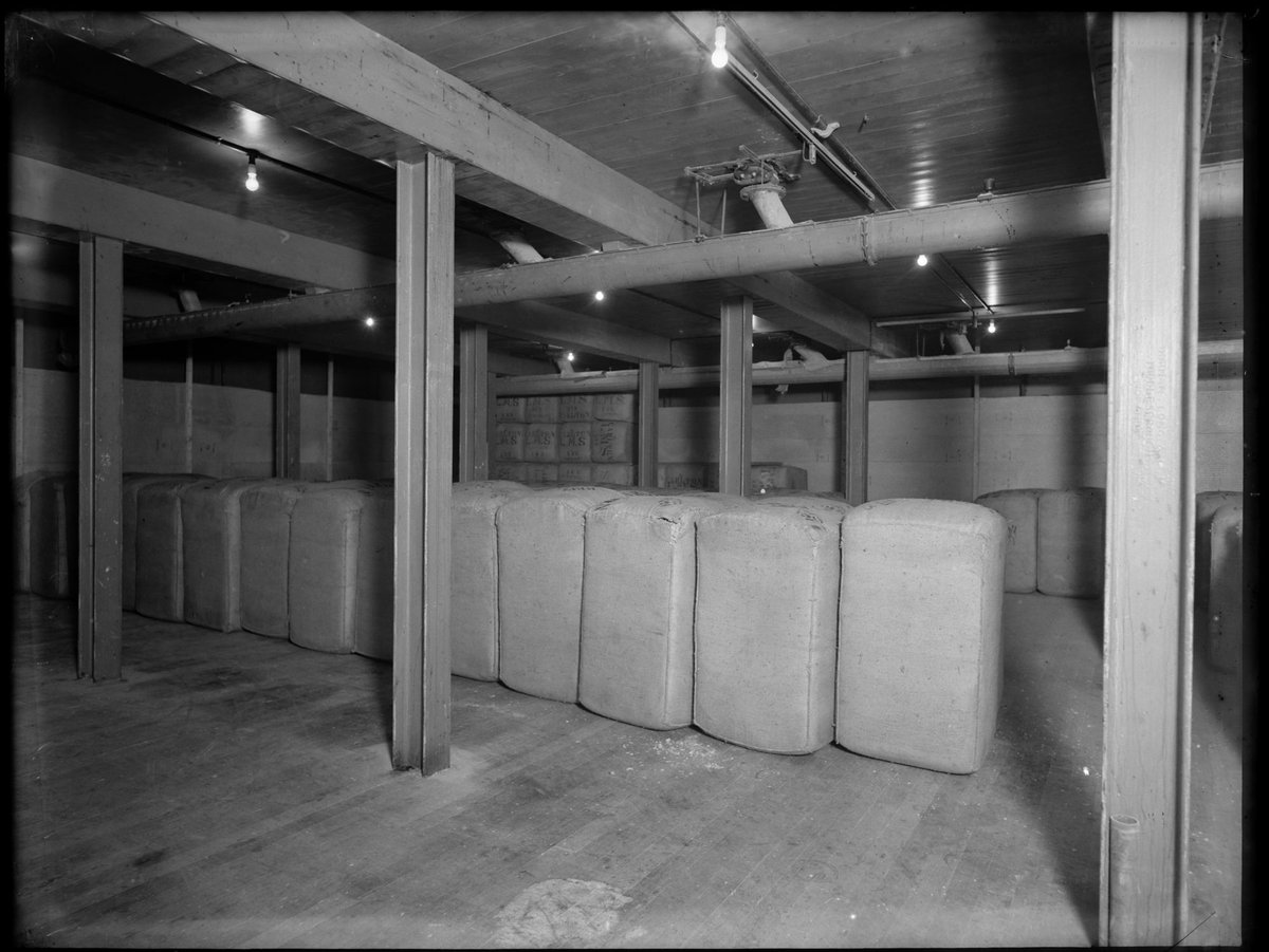 Interior of the Carlton Brewery showing the hop store (1938–39)