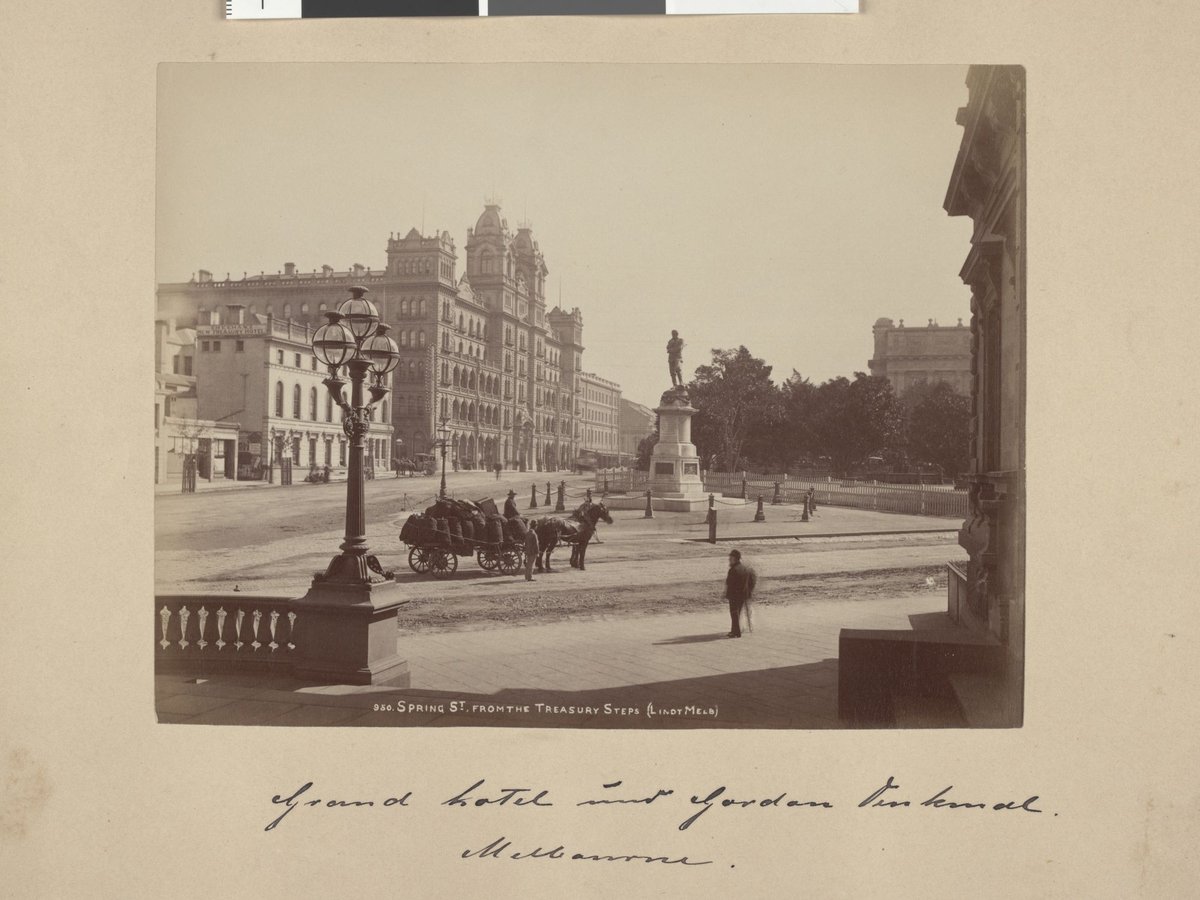 Spring St. from the Treasury steps [Melbourne, Vic.], Windsor (1891–97)