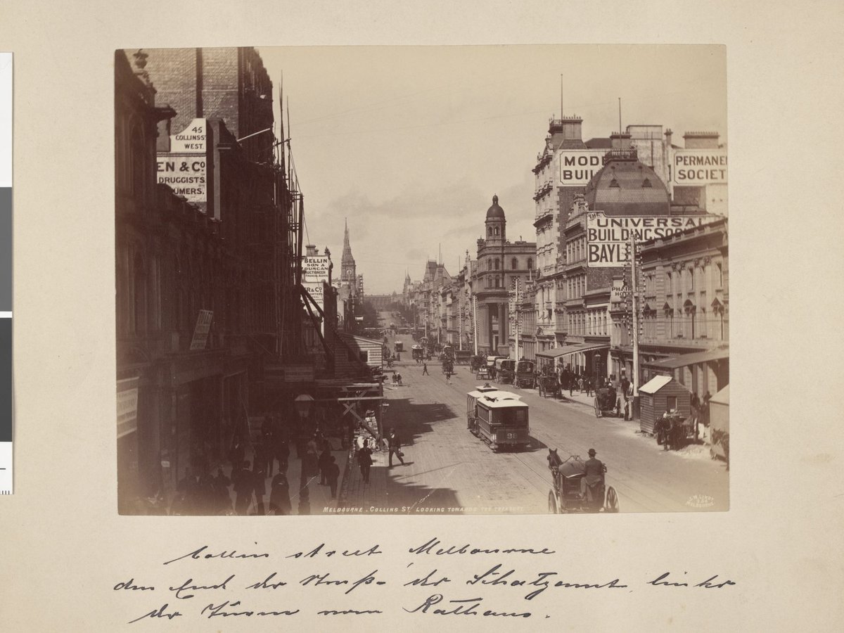 Melbourne, Collins St. looking towards the Treasury, Melbourne City (1891–97)