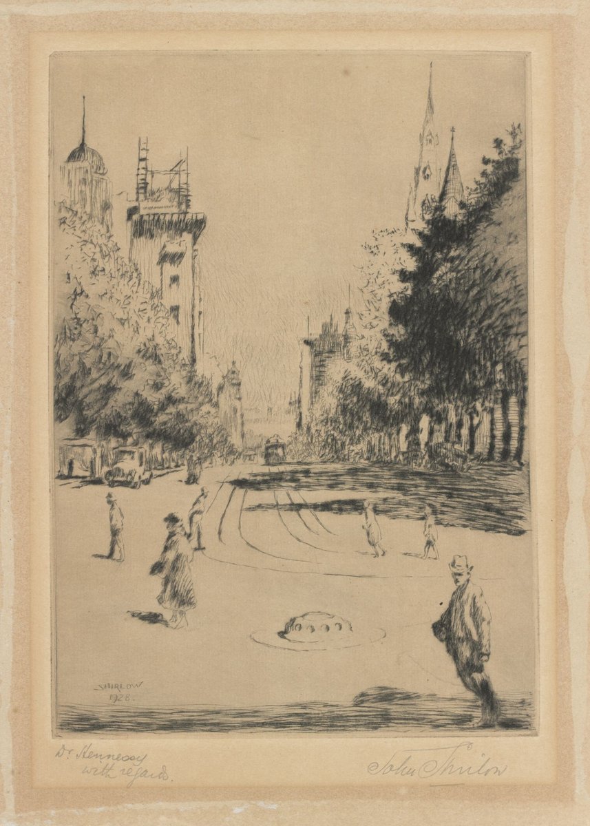 Collins Street, from the Treasury building steps, Melbourne City (1928)