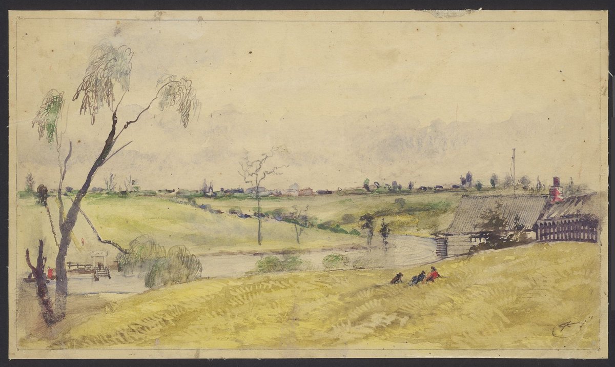 River Yarra and Brander's ferry from Botanical reserve c 1850 [probably later, between 1868 and 1878], Yarra River (1868–78)