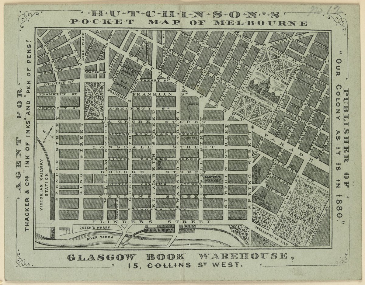 Hutchinson's exhibition pocket map of Melbourne 1880 (1879–80)
