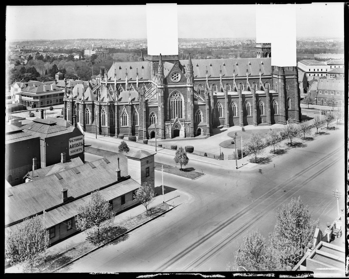 [Elevated view of St. Patrick's Cathedral, Melbourne], East Melbourne (1930s)