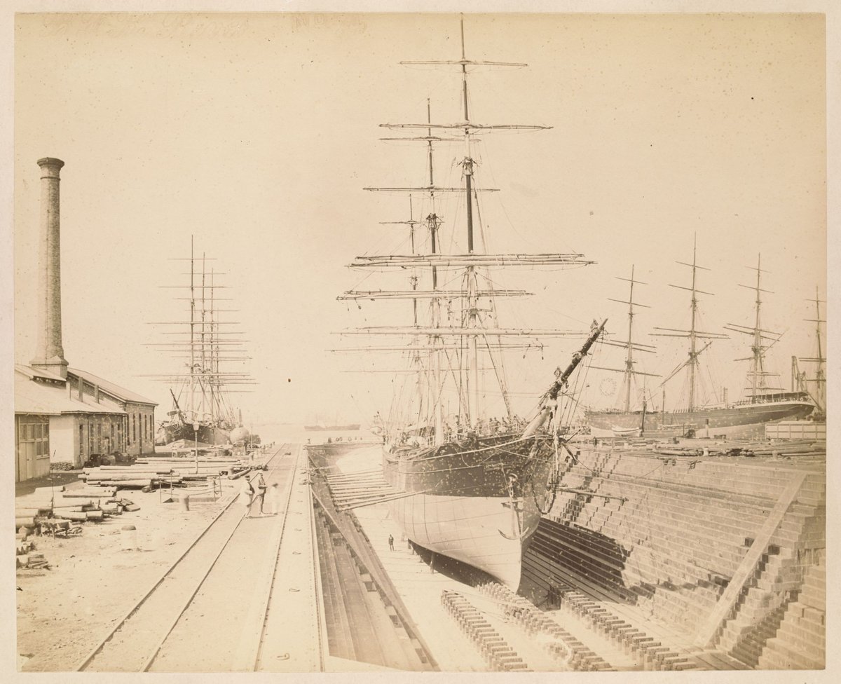 The ship 'Salamis' in Alfred Graving Dock, Williamstown (1875–90)