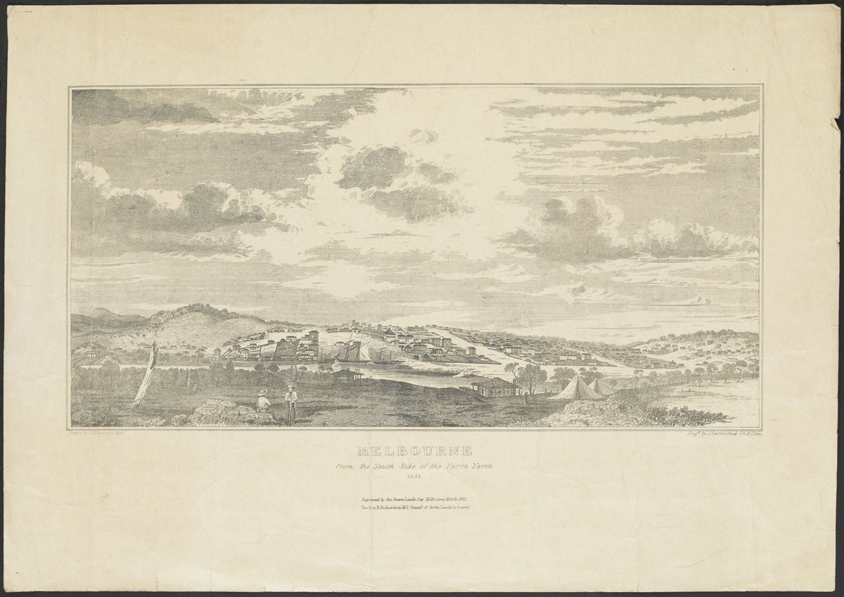 Melbourne from the South Side of the Yarra Yarra 1839, Yarra River (1881)