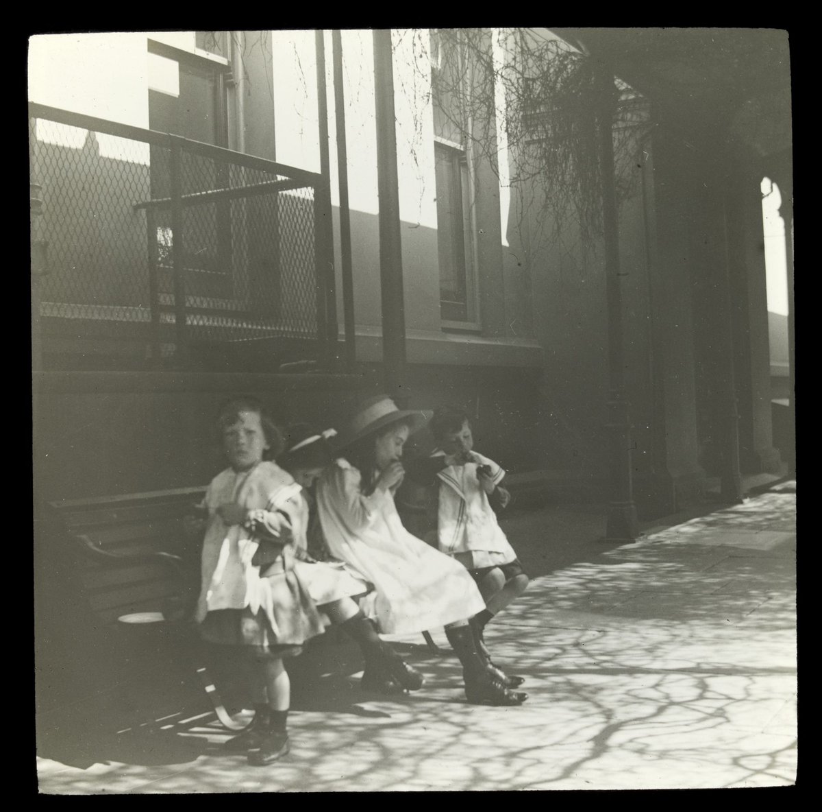 Vincent, Gertrude and Gerard on veranda [Mint building, Melbourne] (1904–15)