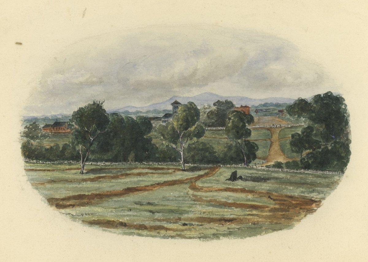 Looking over Fitzroy Gardens from 55 Spring Street in 1867 [Melbourne], East Melbourne