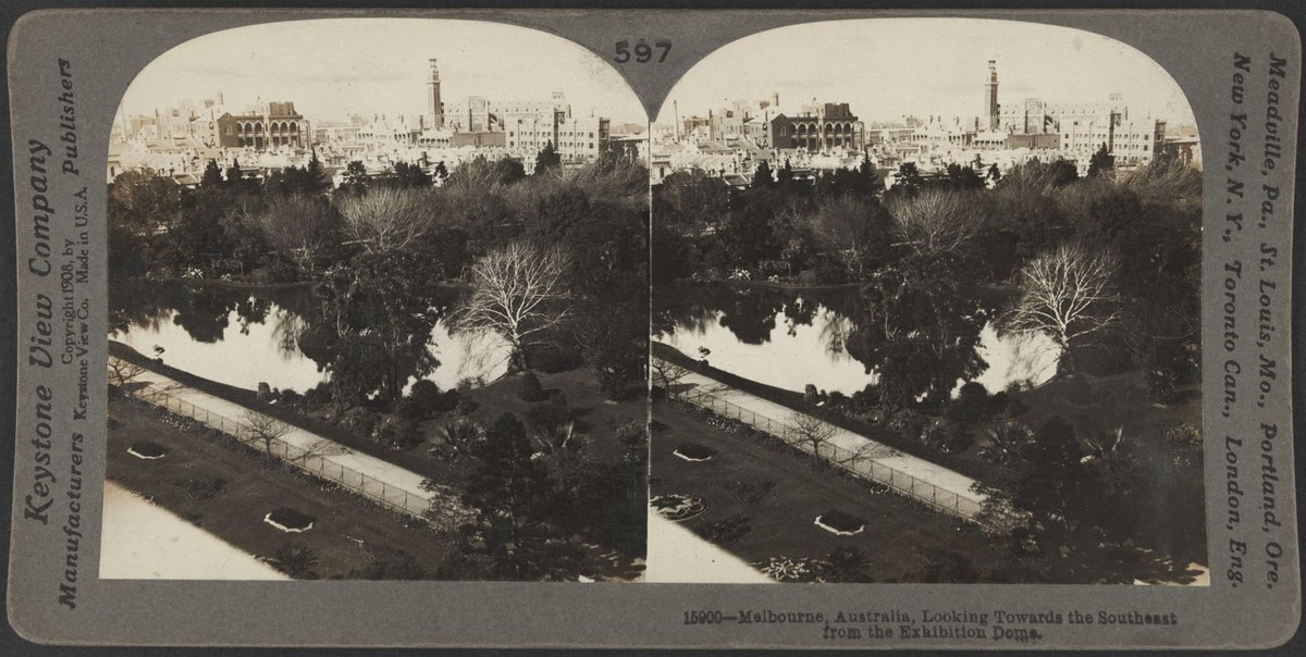 Melbourne, Australia, looking towards the southeast from the Exhibition Dome (1908)