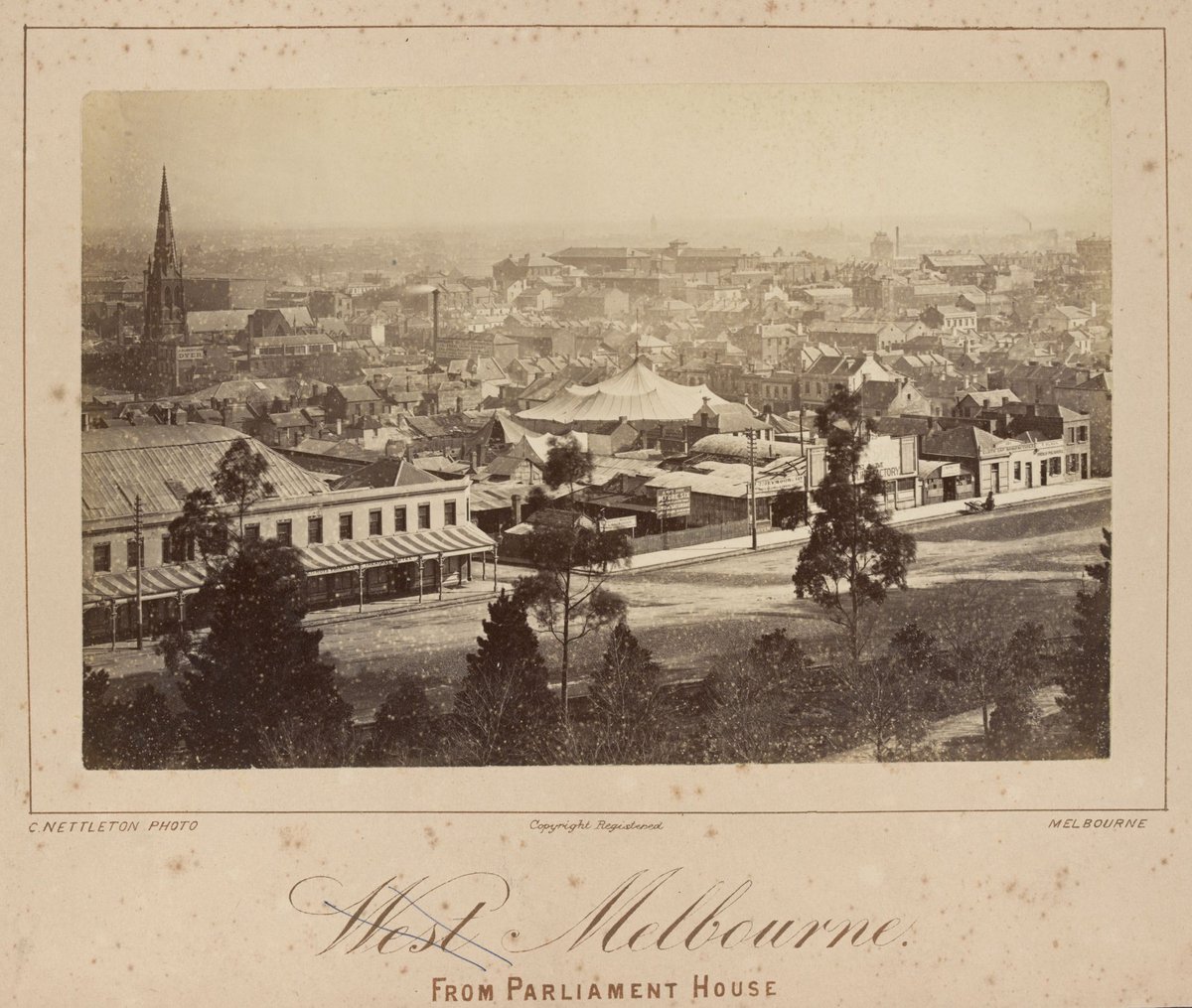 West Melbourne. From Parliament House, East Melbourne (1885?)