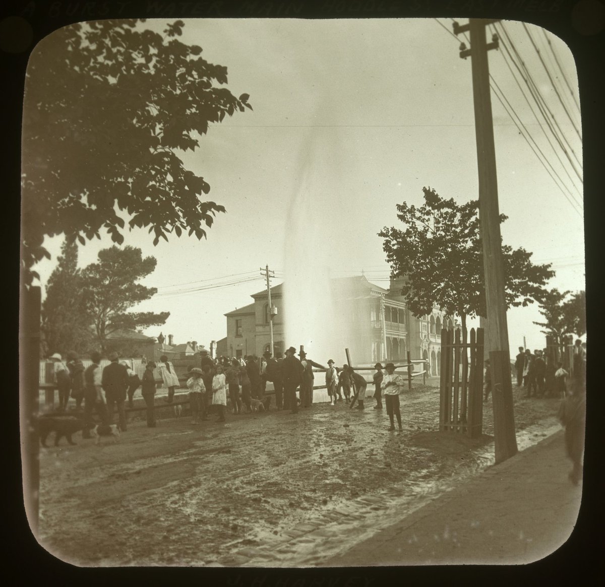 A burst water main, Hoddle Street, East Melb, Melbourne (1880–1938)