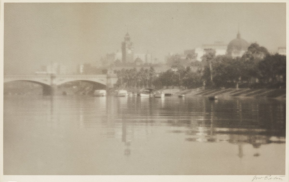 Distant view of Melbourne from a bend in the Yarra, Yarra River (1920–25)