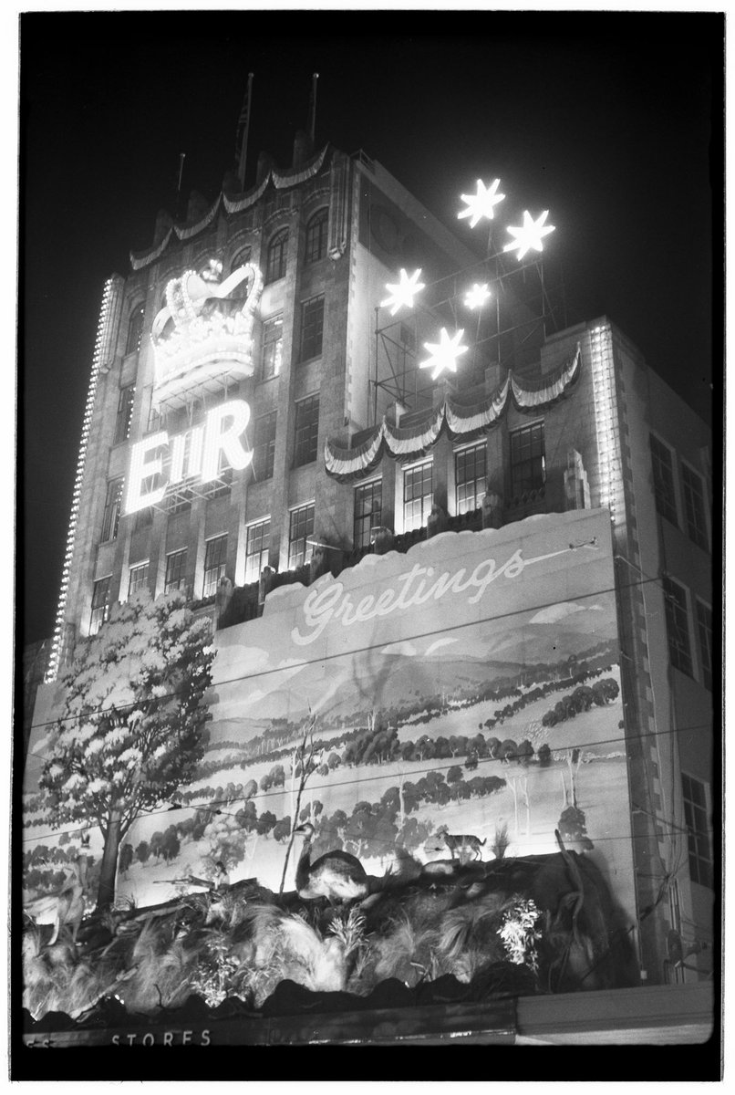 Melbourne streets illuminated for the 1954 Royal Visit