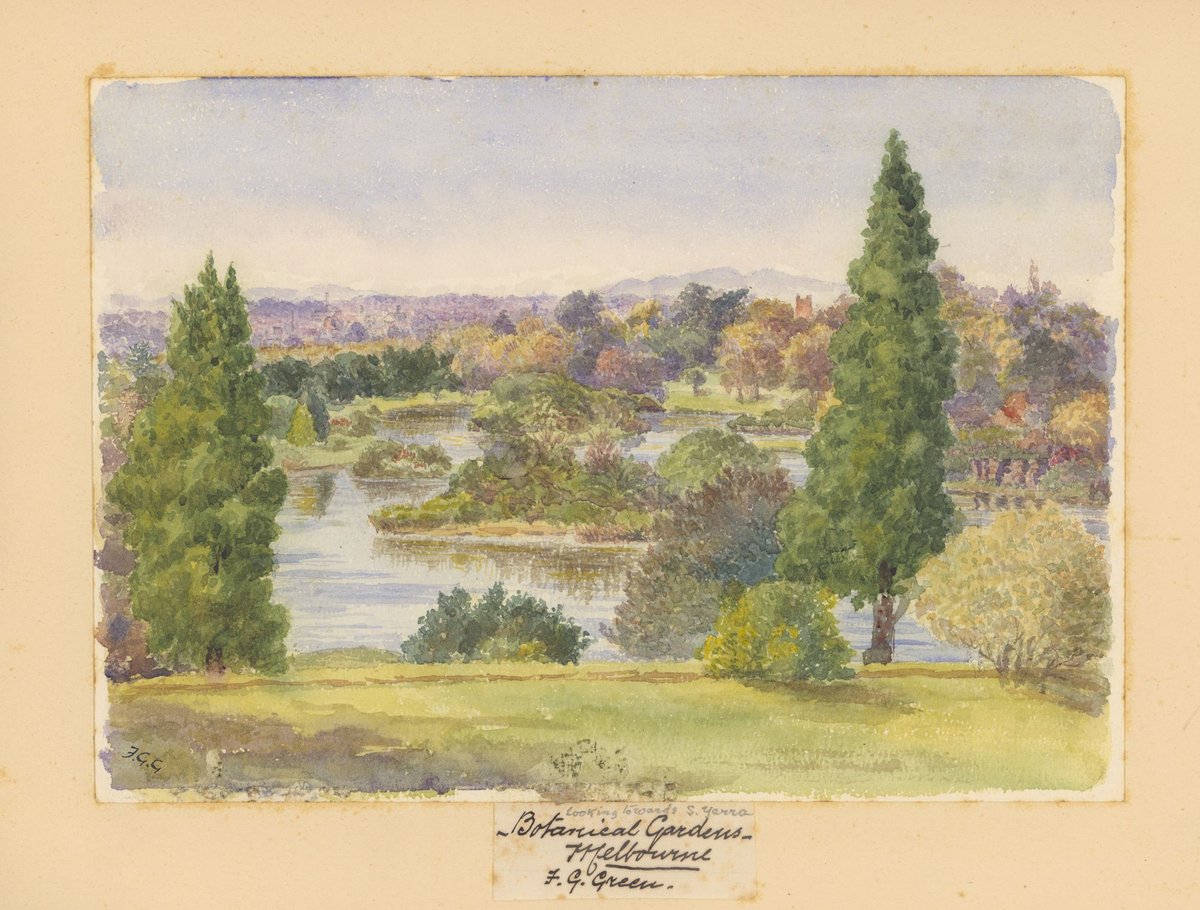 Botanical Gardens Melbourne looking towards S. Yarra, Melbourne City (1890–1914)