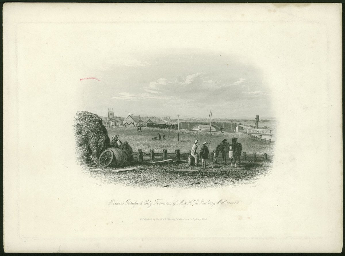 Prince's Bridge & City Terminus of M. & H. B. Railway, Melbourne, Melbourne City (1857)